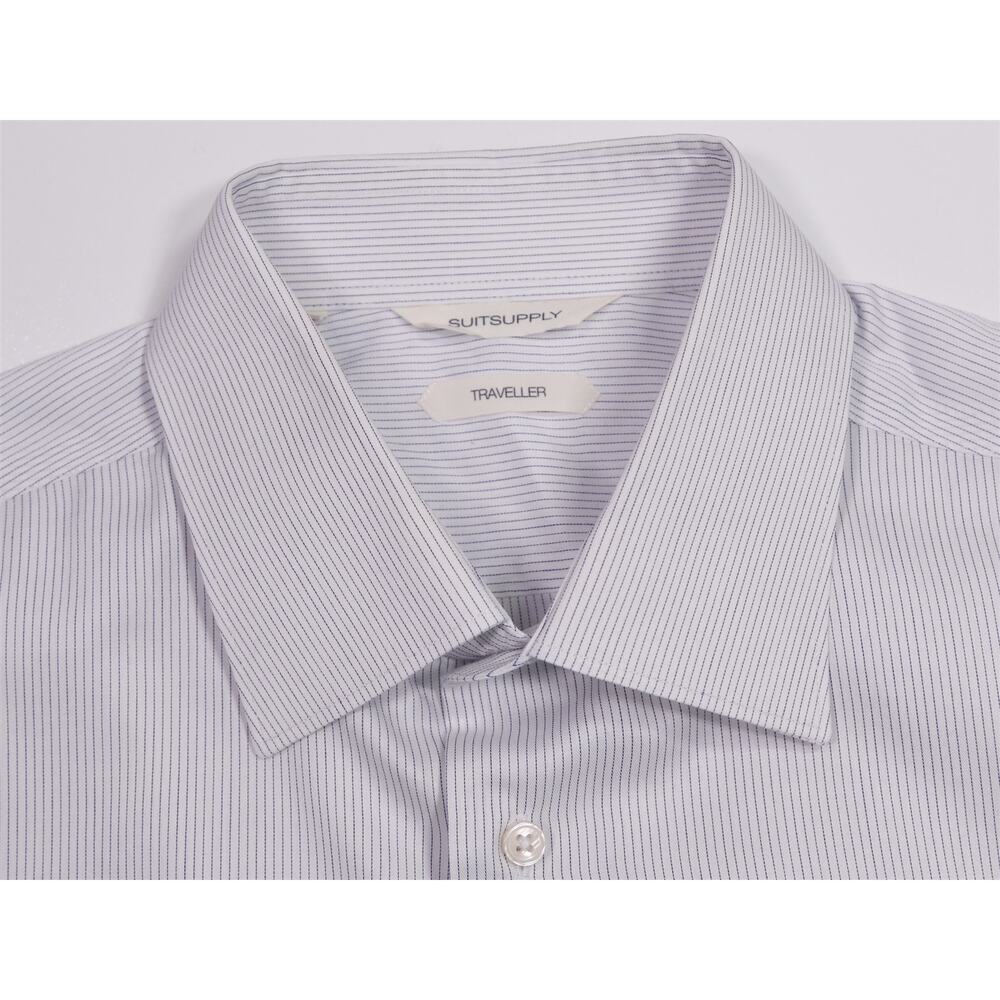 Suitsupply Slim Fit Light Blue Woven Egyptian Cotton Dress Shirt (41) 16-35 - Picture 5 of 7